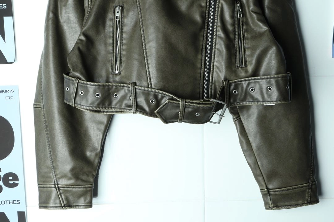 W(L-XL) 자라 집업 바람막이 점퍼자켓 크롭 레더 이미지