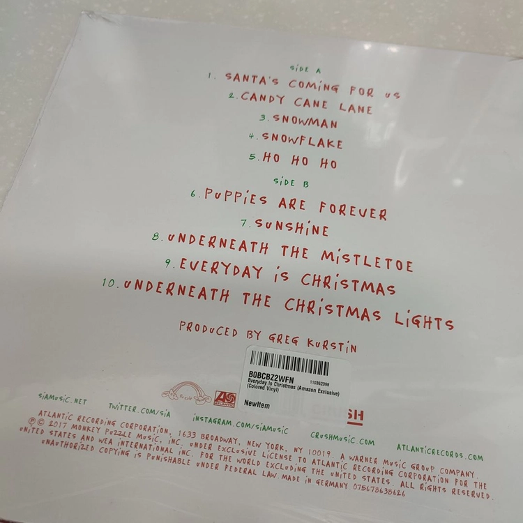 Sia (시아) - Everyday Is Christmas (Snowman White Colored Vinyl) 이미지