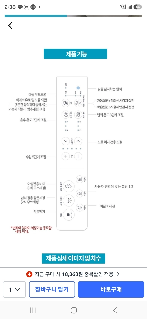 블루밍 비데 미개봉 이미지