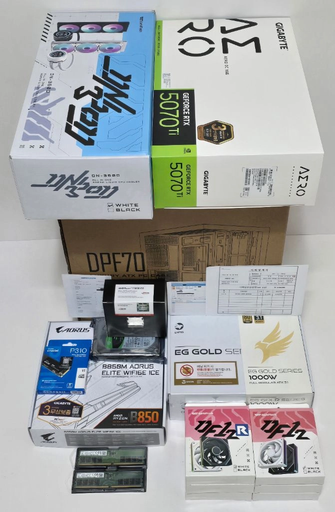 (새제품 반본체 수랭 화이트) 9800X3D, B850M, 32GB, 1000W, 수랭쿨러, 방송게이밍컴퓨터본체 이미지