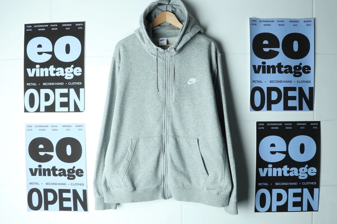 (XL-2XL) 나이키 후드집업 빅사이즈 기모 그레이 이미지