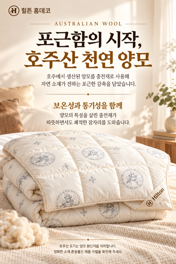 새제품 힐튼 홈데코 호주산 프리미엄 천연 호텔 양모이불 이미지