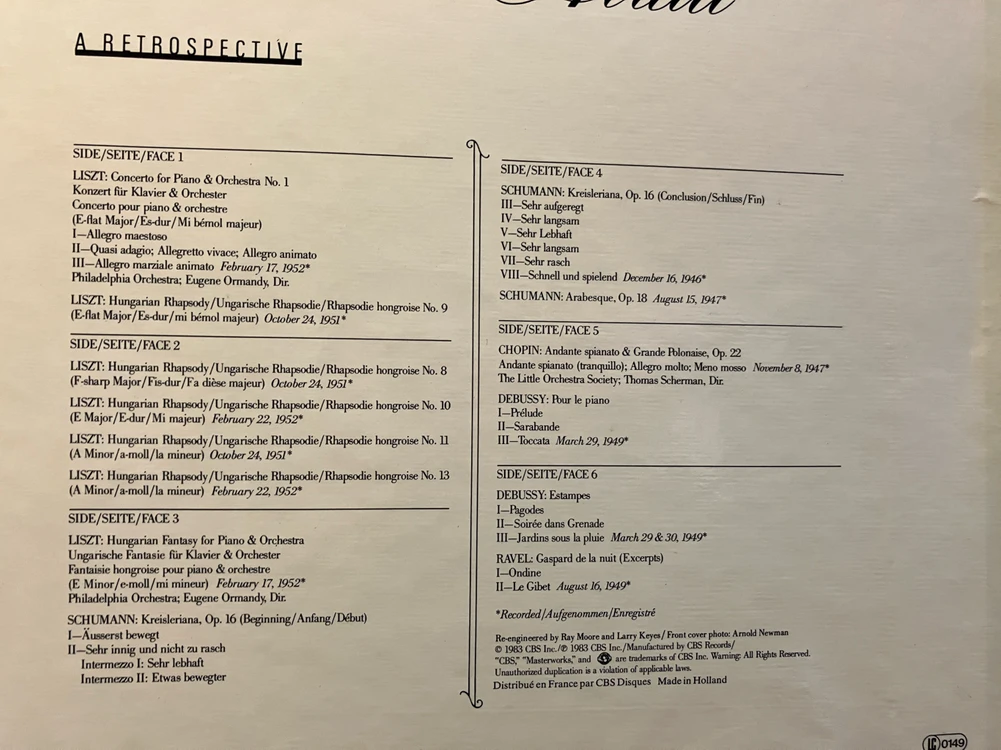 독일초반 3LP) 클라우디오 아라우 80주년 기념 앨범 LP 이미지