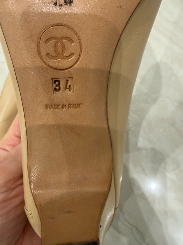 샤넬 투톤 펌프스 구두 34 베이지·블랙 이미지