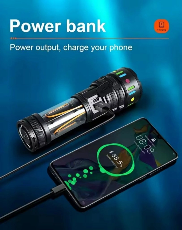 새제품 고성능 COB+LED 충전식 손전등 캠핑 랜턴 이미지