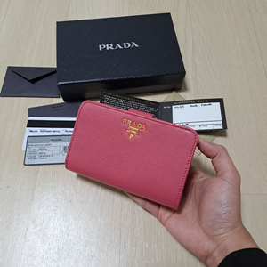 [100%/정품] 프라다 사피아노 카프스킨 지갑 핑크, 프라다지갑,프라다중지갑 이미지