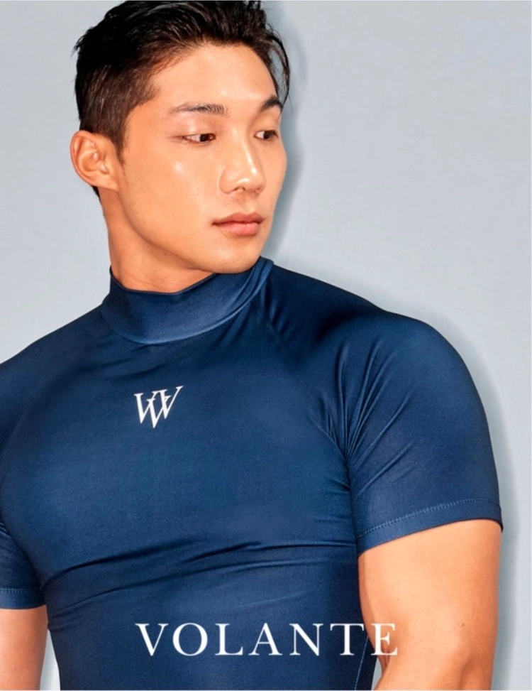 (네이비, 화이트 2종류)새제품-볼란테 남성용 다크 네이비 컴프레션 반팔 이미지