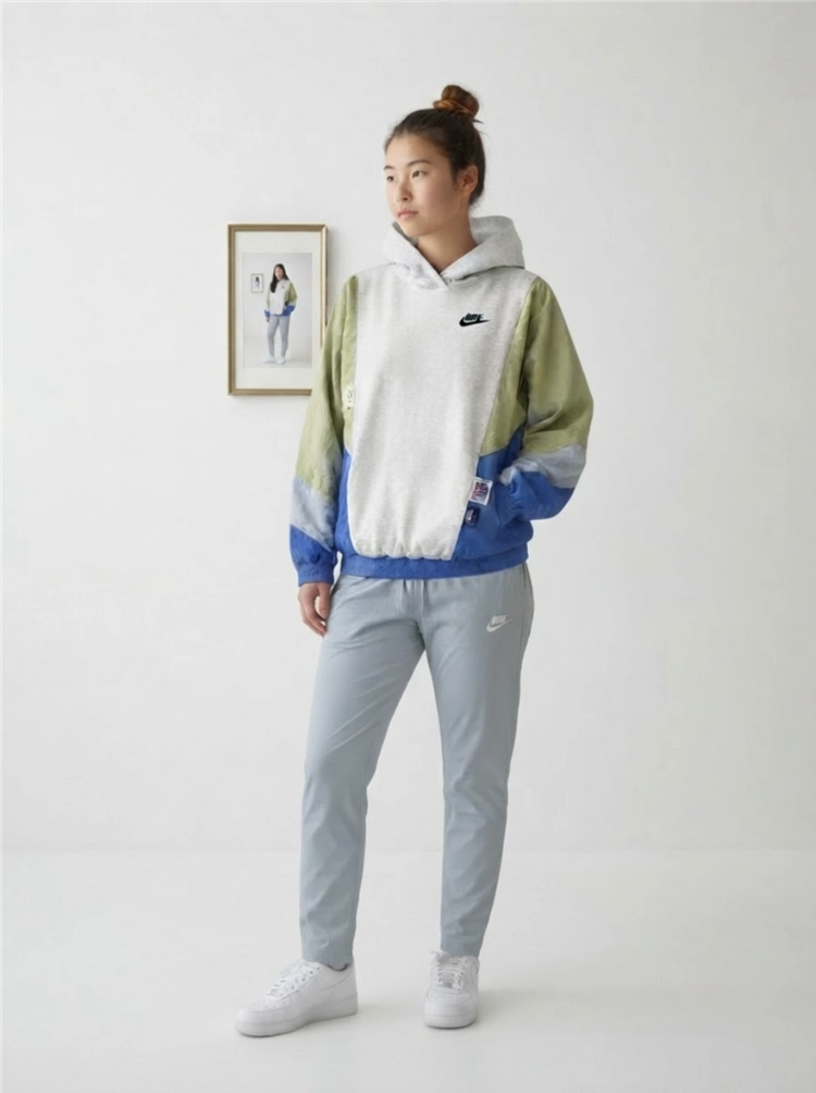나이키 레트로 감성의 가오리핏 안쪽 기모 후드티 -M사이즈 이미지