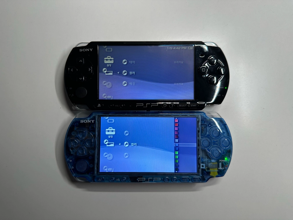 소니 PSP-3000 클리어 블루 하우징 IPS 백라이트 개조 본체 판매 (1005, 3005, 플스 비타) 이미지