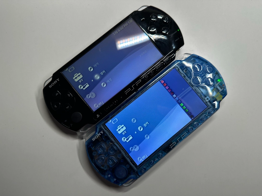 소니 PSP-3000 클리어 블루 하우징 IPS 백라이트 개조 본체 판매 (1005, 3005, 플스 비타) 이미지