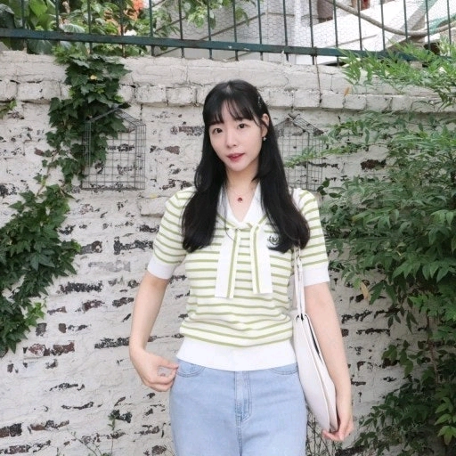 마리끌레르 타이 세일러 반팔 니트 스트라이프 / 제너럴아이디어 미쏘 스파오 자라 에잇세컨즈 마리떼 룩캐스트 잇미샤 이미지