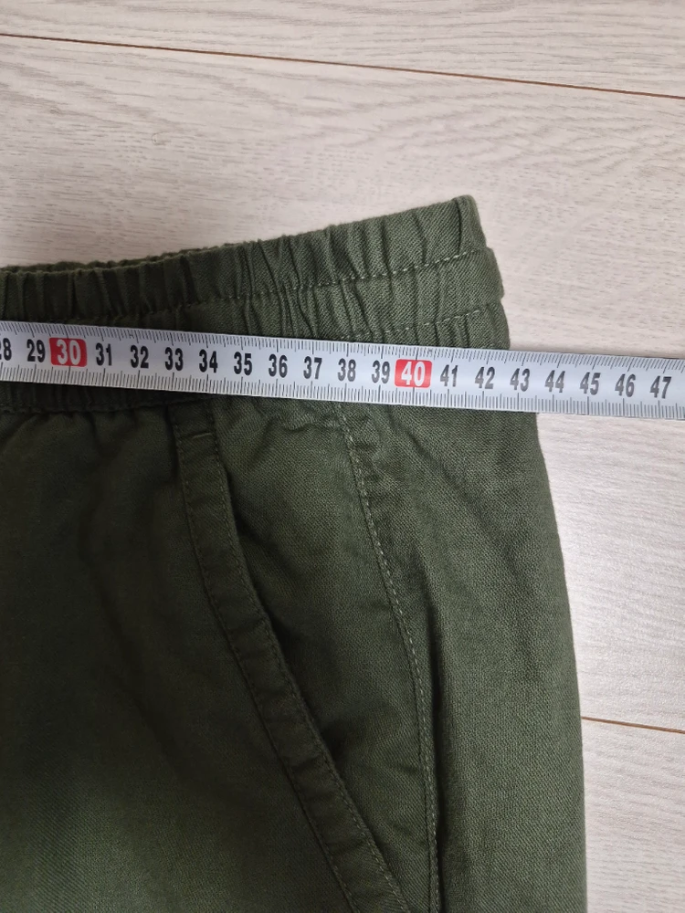 자라 카키 면 밴딩 팬츠 사이즈32L 이미지