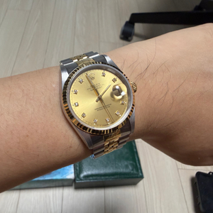 ROLEX 롤렉스 16233 오이스터퍼페츄얼 데이저스트 옐로골드 콤비 18K시계 36mm 샴페인 텐포인트 다이아몬드 이미지
