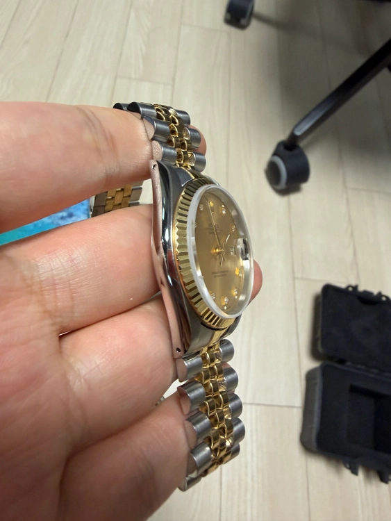 ROLEX 롤렉스 16233 오이스터퍼페츄얼 데이저스트 옐로골드 콤비 18K시계 36mm 샴페인 텐포인트 다이아몬드 이미지