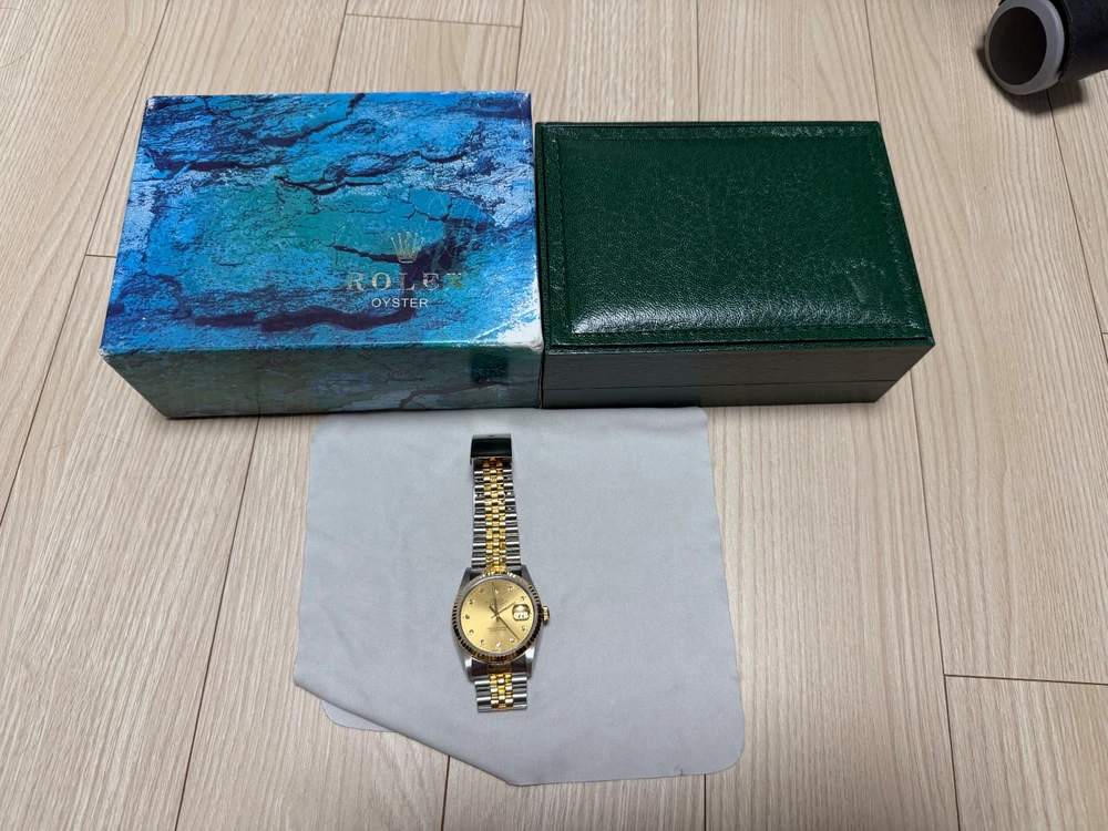 ROLEX 롤렉스 16233 오이스터퍼페츄얼 데이저스트 옐로골드 콤비 18K시계 36mm 샴페인 텐포인트 다이아몬드 이미지