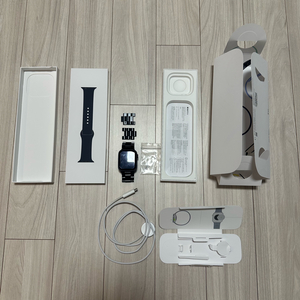 애플워치 SE3 44mm(시계줄새박스포함) 미드나이트, GPS, 알루미늄케이스, 풀박 이미지