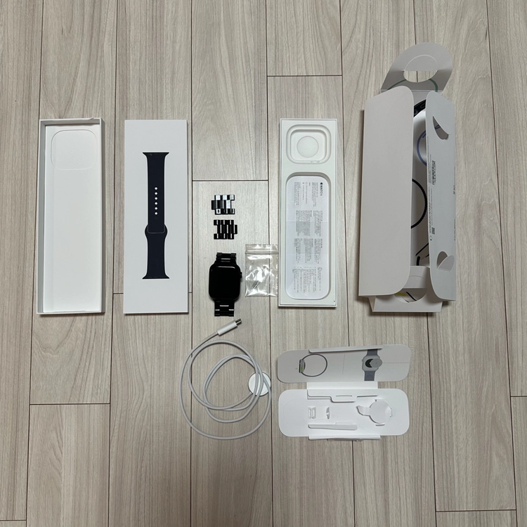 애플워치 SE3 44mm(시계줄새박스포함) 미드나이트, GPS, 알루미늄케이스, 풀박 이미지