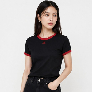 꾸레쥬COURRGES 정품 로고 배색 반팔 티셔츠 M 이미지