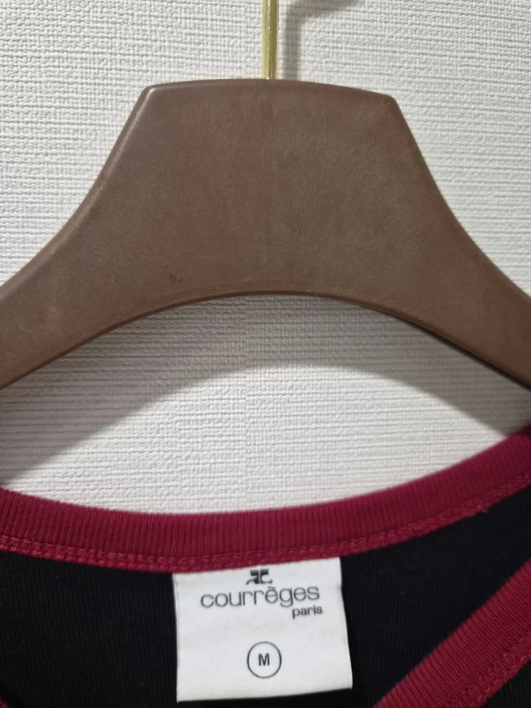 꾸레쥬COURRGES 정품 로고 배색 반팔 티셔츠 M 이미지
