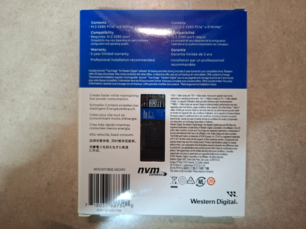 wd sn580 블루 미개봉 NVMe SSD 1TB 이미지