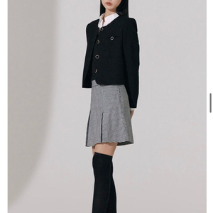 여성 미쏘 Mixxo 23년도 양모 혼방 크롭 트위드 자켓 M 블랙 이미지
