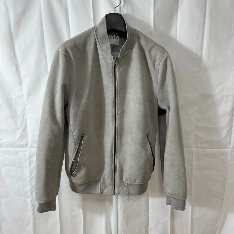 자라 ZARA 에코스웨이드 봄버자켓 블루종 집업 점퍼 지퍼포켓 그레이 L 이미지