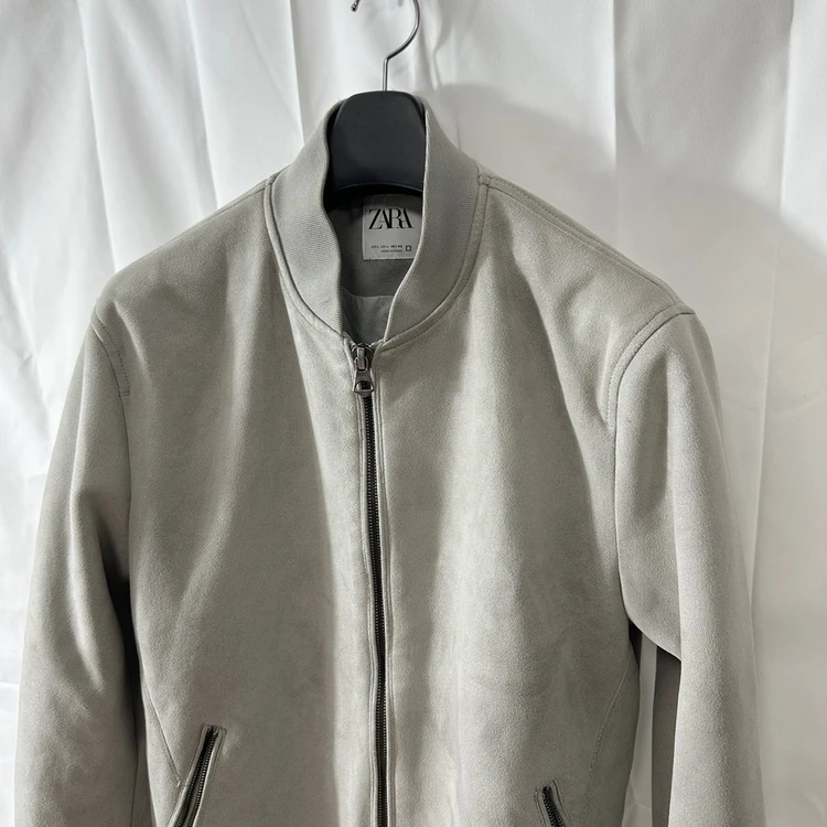 자라 ZARA 에코스웨이드 봄버자켓 블루종 집업 점퍼 지퍼포켓 그레이 L 이미지