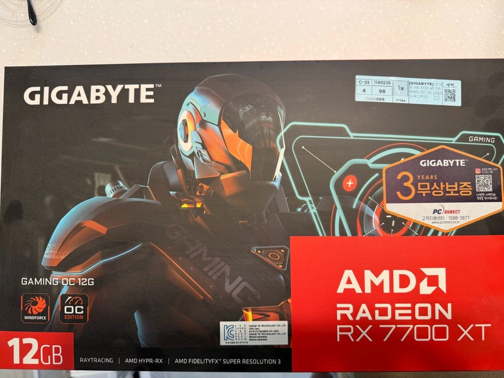 GIGABYTE 기가바이트 라데온 RX 7700 XT GAMING OC D6 12GB 피씨디렉트 그래픽카드 이미지