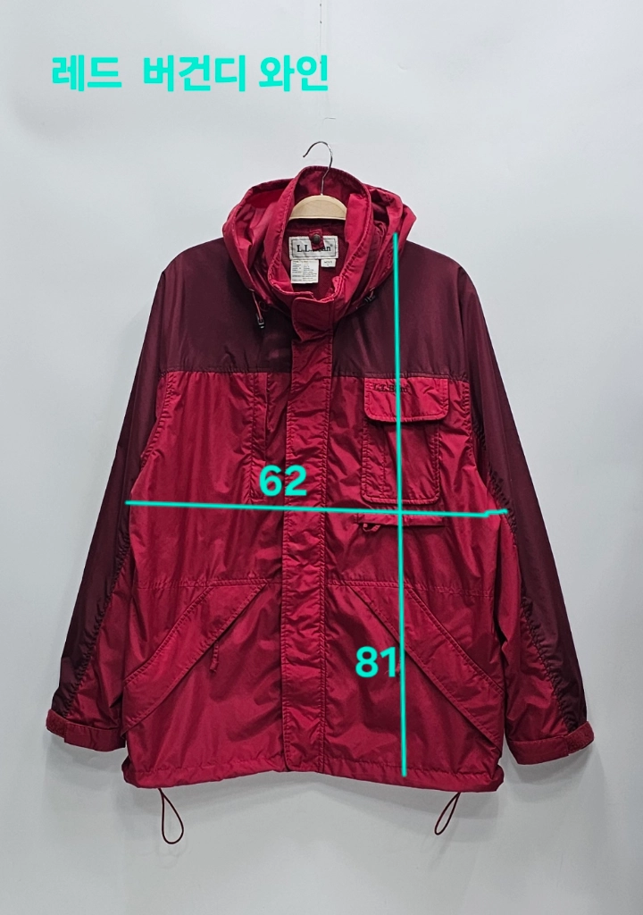엘엘빈(L.L.Bean) 아카이브 빈티지 투톤 후드 바람막이 자켓 / 남 L (추천 105~110) 레드 버건디 이미지