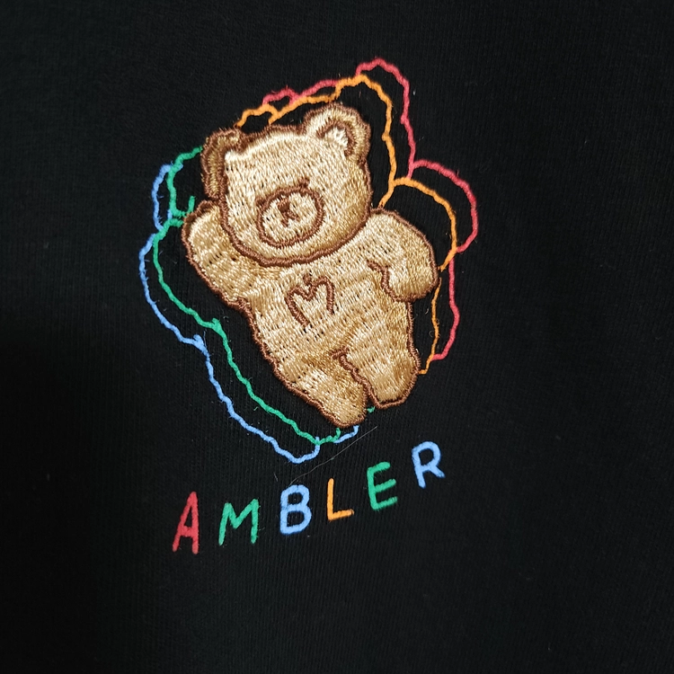 ambler 엠블러 베어 자수 반팔티 티셔츠 블랙 이미지