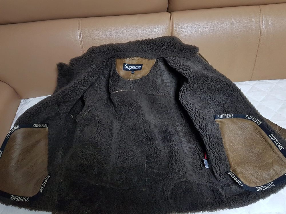 슈프림 패치워크 셰어링 B-3 레더 무스탕 자켓 18FW 이미지