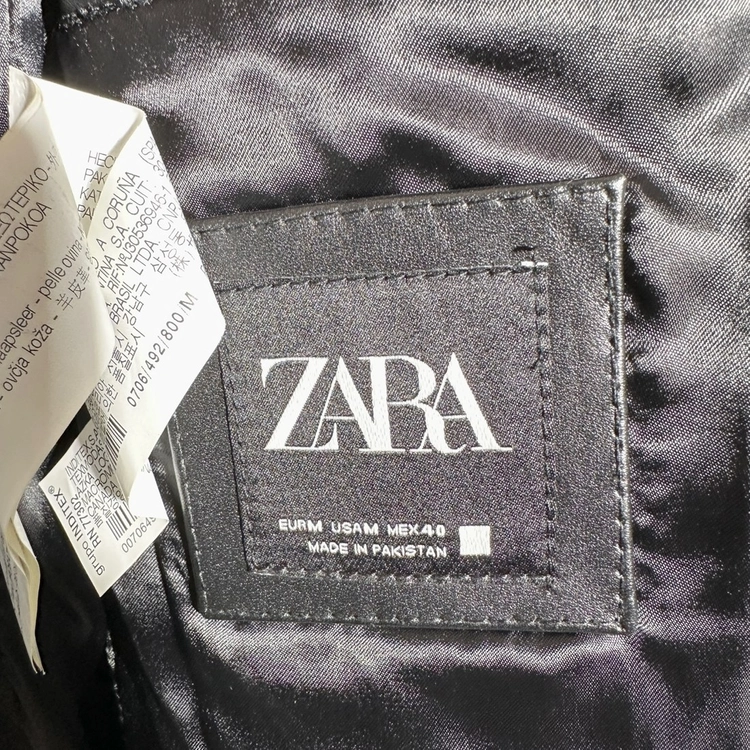 자라 ZARA 리얼레더 양가죽 라이더자켓 가죽자켓 레더자켓 바이커 더블 블랙 남성 M 이미지
