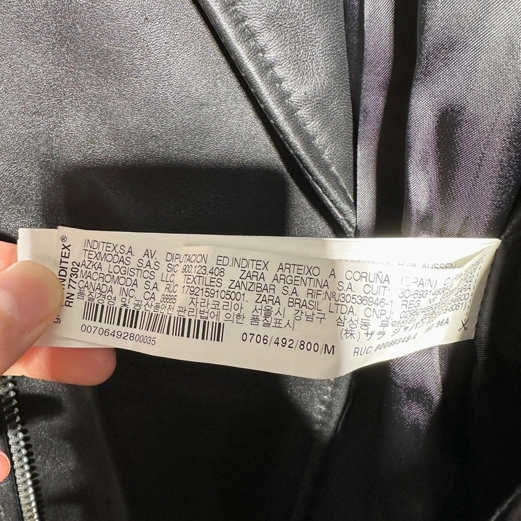 자라 ZARA 리얼레더 양가죽 라이더자켓 가죽자켓 레더자켓 바이커 더블 블랙 남성 M 이미지