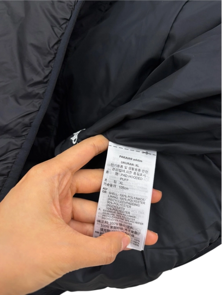 아디다스 후드 경량패딩 블랙 (XL) 이미지