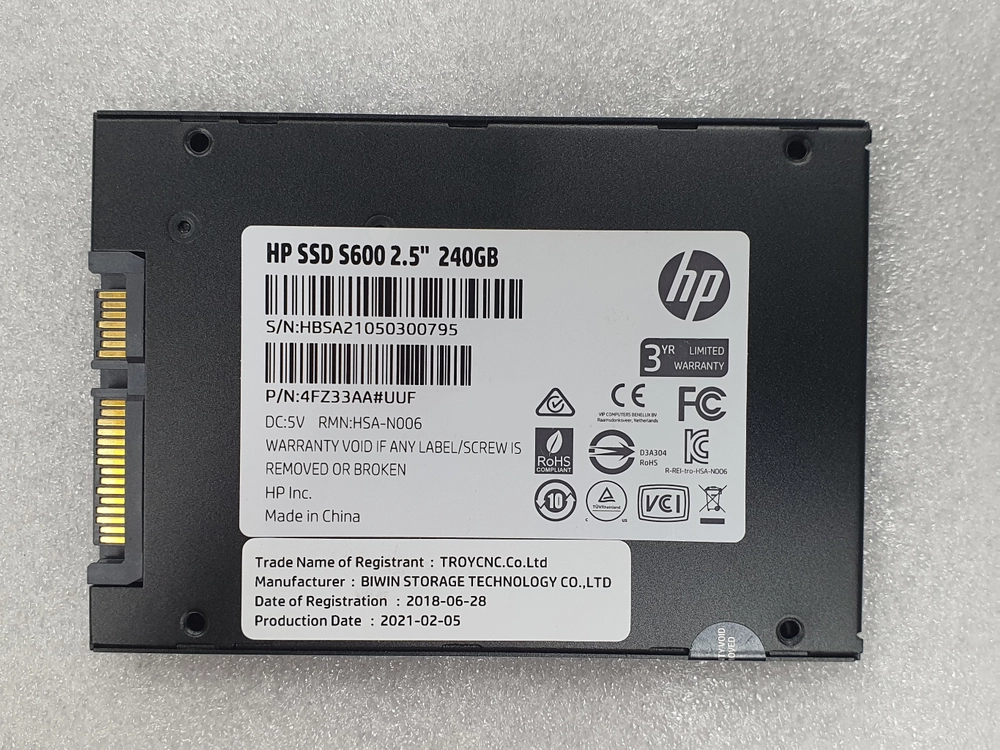 컴퓨터 저장장치 HP S600 2.5인치 SSD 240GB 이미지