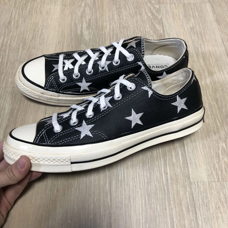 (260) 컨버스 CONVERSE 척70 로우 리얼 레더 아카이브 프린트 블랙 척테일러 이미지