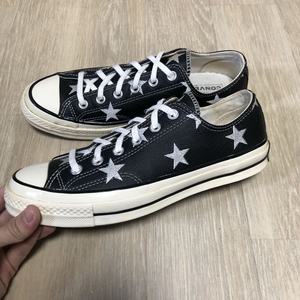 (260) 컨버스 CONVERSE 척70 로우 리얼 레더 아카이브 프린트 블랙 척테일러 이미지