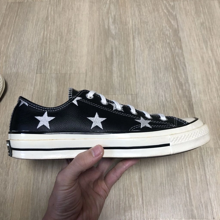 (260) 컨버스 CONVERSE 척70 로우 리얼 레더 아카이브 프린트 블랙 척테일러 이미지