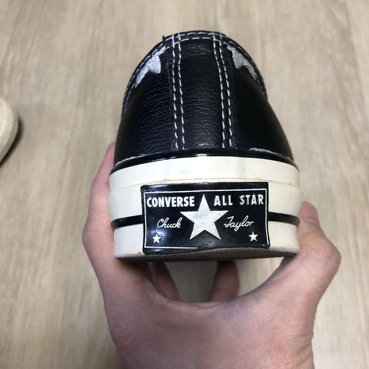 (260) 컨버스 CONVERSE 척70 로우 리얼 레더 아카이브 프린트 블랙 척테일러 이미지