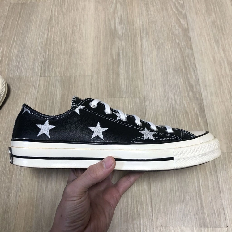(260) 컨버스 CONVERSE 척70 로우 리얼 레더 아카이브 프린트 블랙 척테일러 이미지