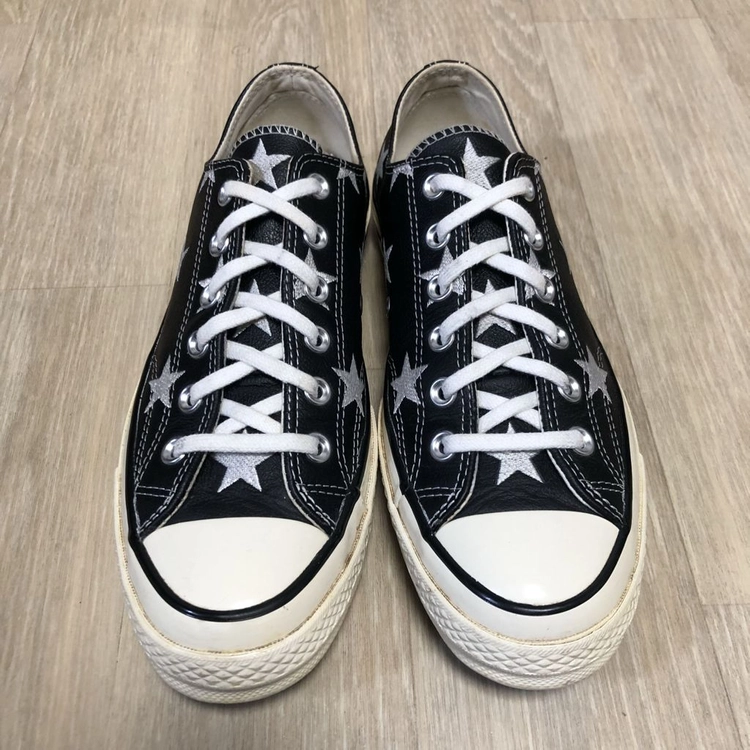 (260) 컨버스 CONVERSE 척70 로우 리얼 레더 아카이브 프린트 블랙 척테일러 이미지