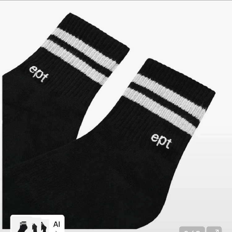 Ept 이피티 양말 SHORT STRIPE LOGO SOCKS (BLACK) 이미지