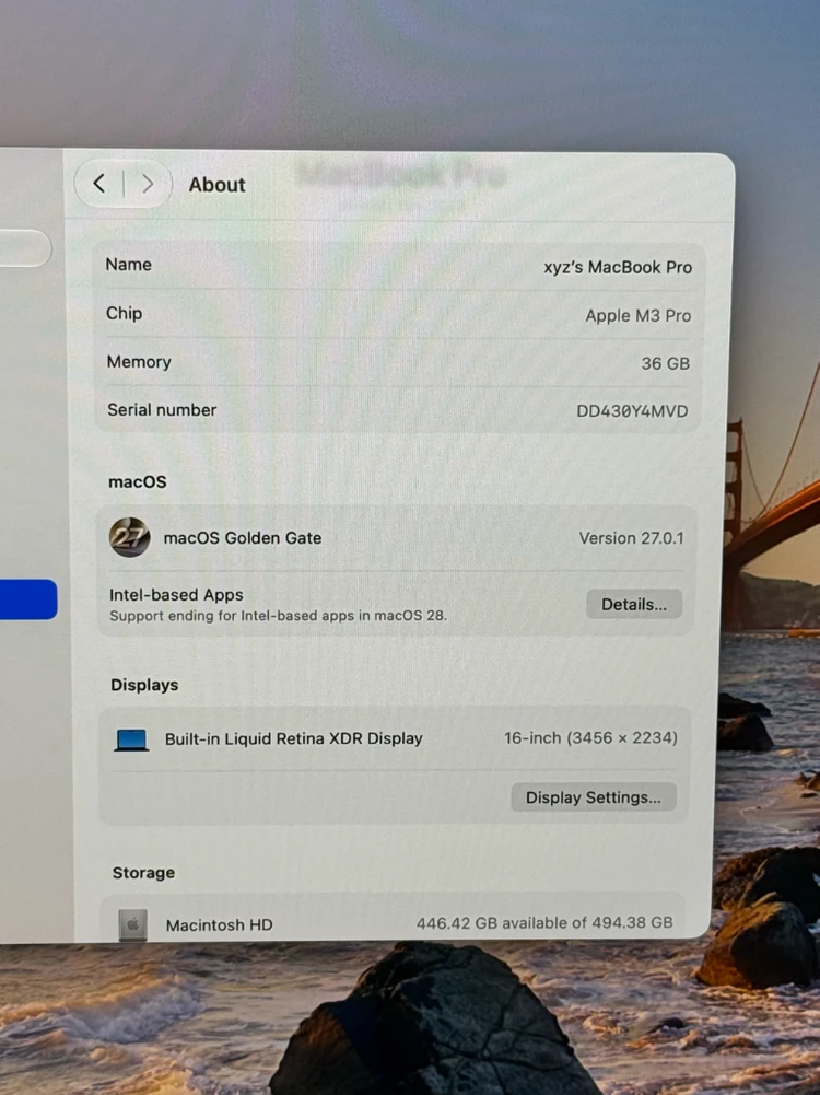 맥북프로 m3pro 36gb ram 16인치 풀칩 이미지