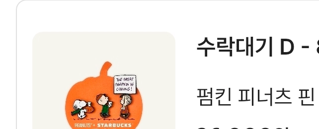 스타벅스 펌킨 피너츠 핀세트 스누피 핀뱃지 핀 이미지