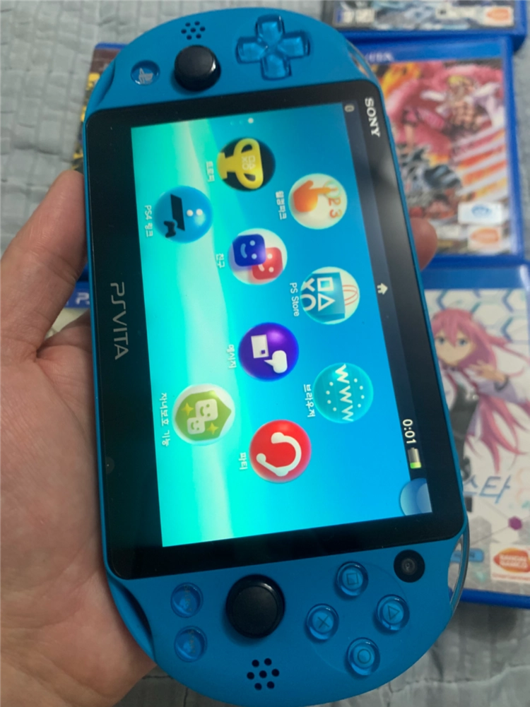 [게임 5개 포함] 소니 PS비타 PSVita 2세대 아쿠아 블루 팝니다. 이미지