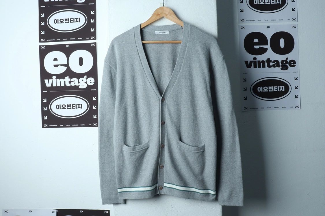 (XL-2XL) 마인드브릿지 니트 가디건 포켓 그레이 이미지