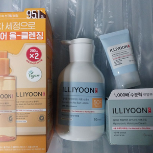 일리윤3종) 히알루론 모이스춰 수분크림,아토 썬로션 대용량,이지워시 선클렌저 이미지