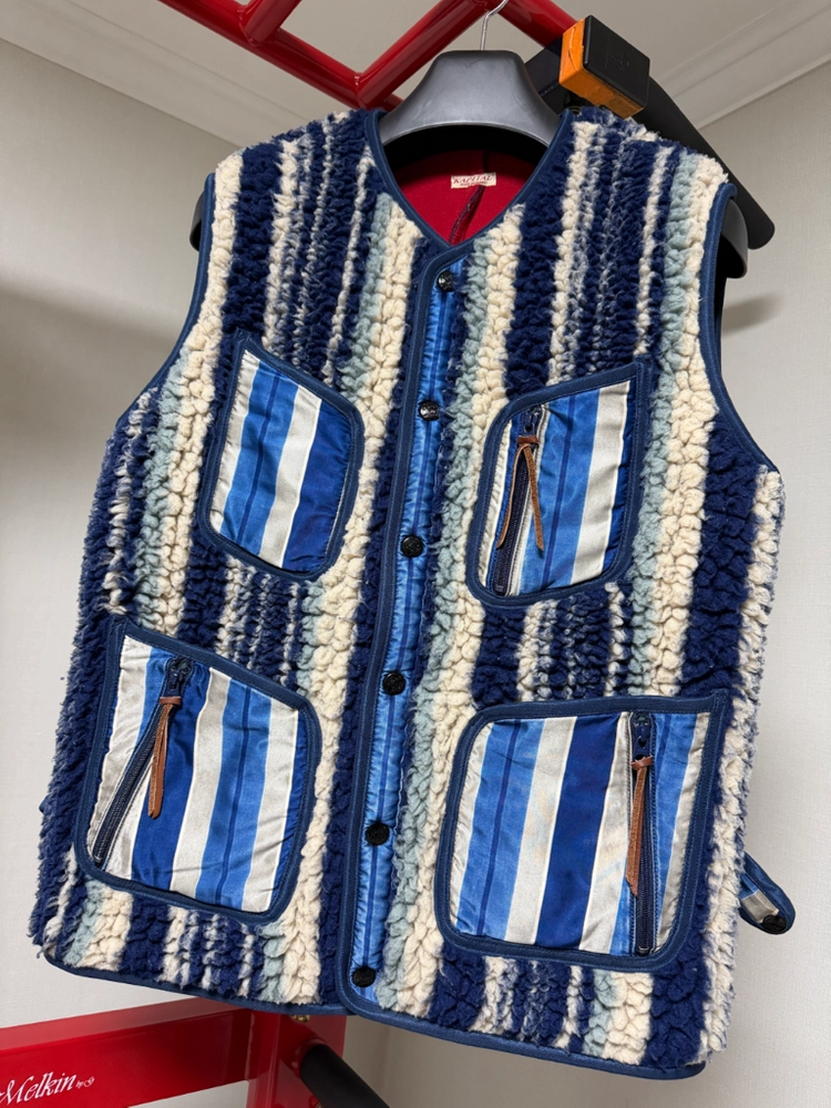 캐피탈 양털 베스트. size 3 (L). KAPITAL bonding fleece beach vest. 조끼 이미지