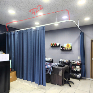 블루 펄 암막커튼 + 천장 커튼레일 풀세트 판매(뷰티샵) 이미지