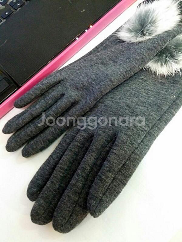 그레이 토끼털 모직 장갑 S사이즈--0